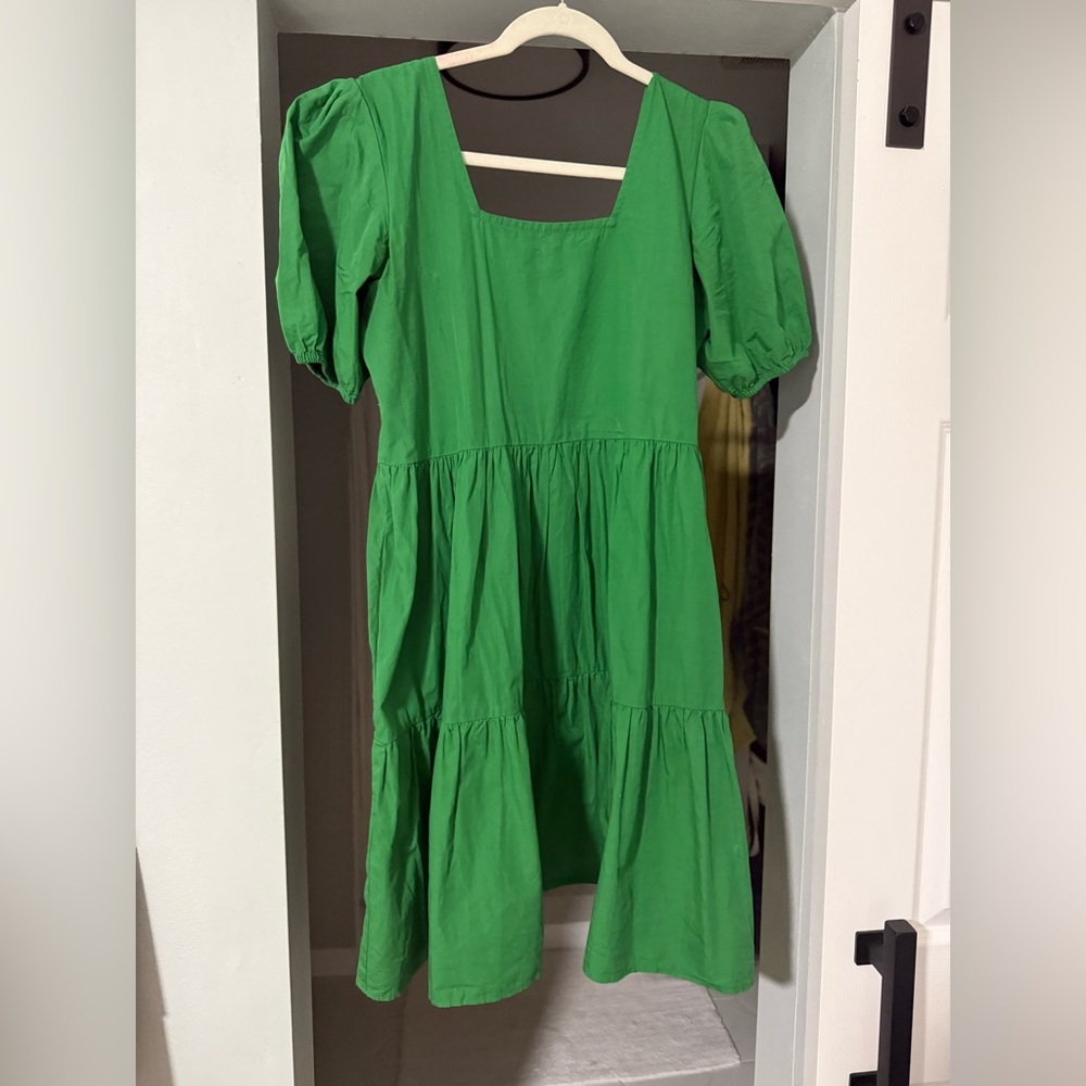 Green Puff Sleeve Dress